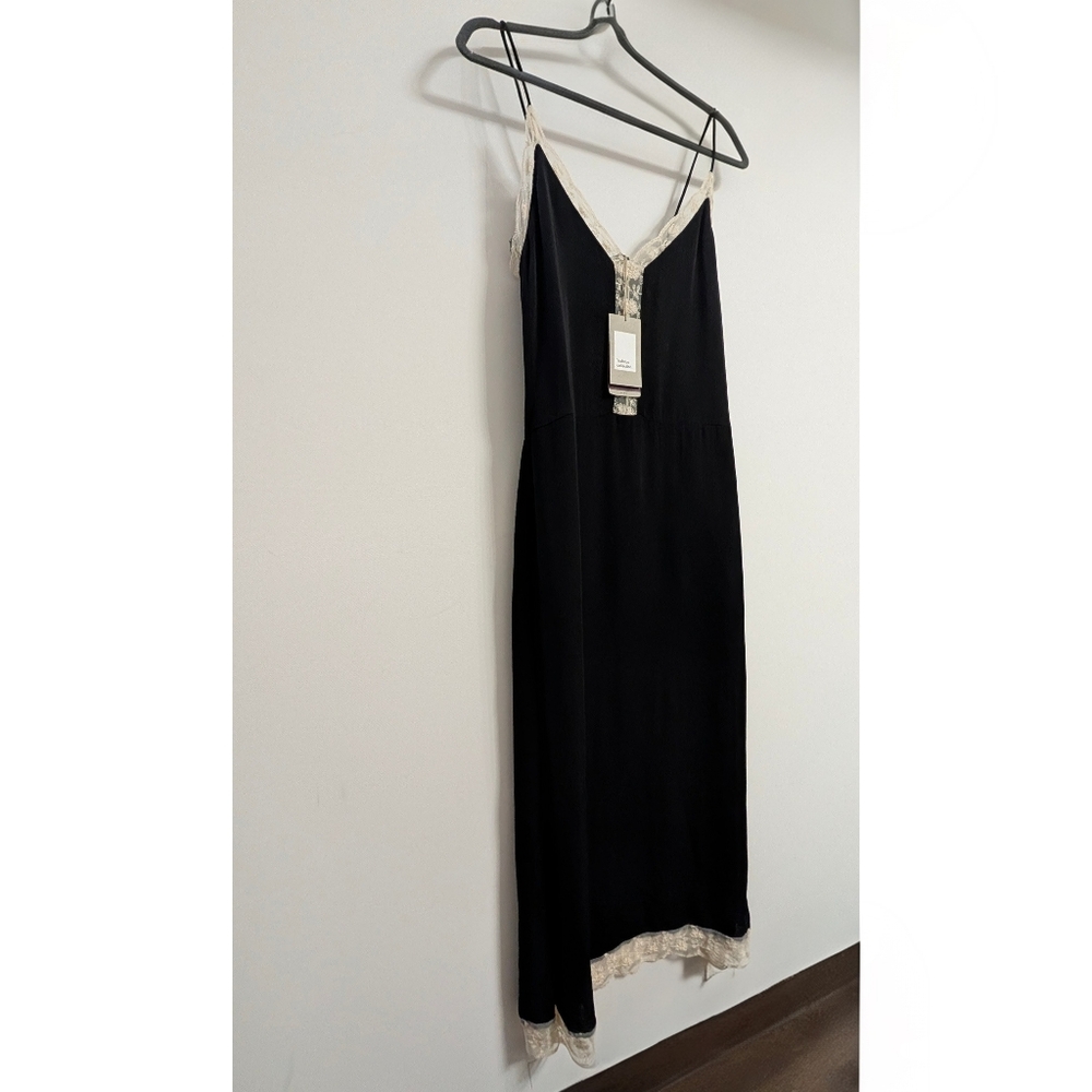 NEW ZARA Black Lace Trimmed Slip Midi Dress Women's Size XS - Picture 4 of 16